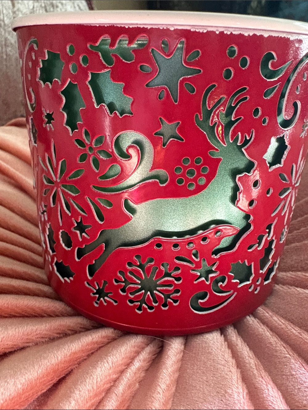 Bath and Body Works Red Holiday Metal Candle Holder
